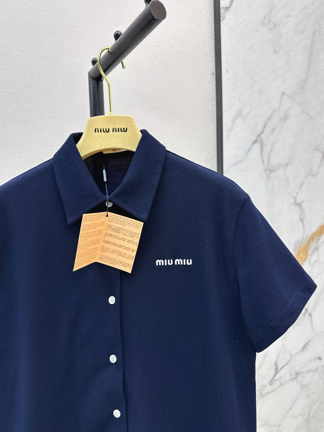 M*u 25ss pique cotton short=sleeve shirt