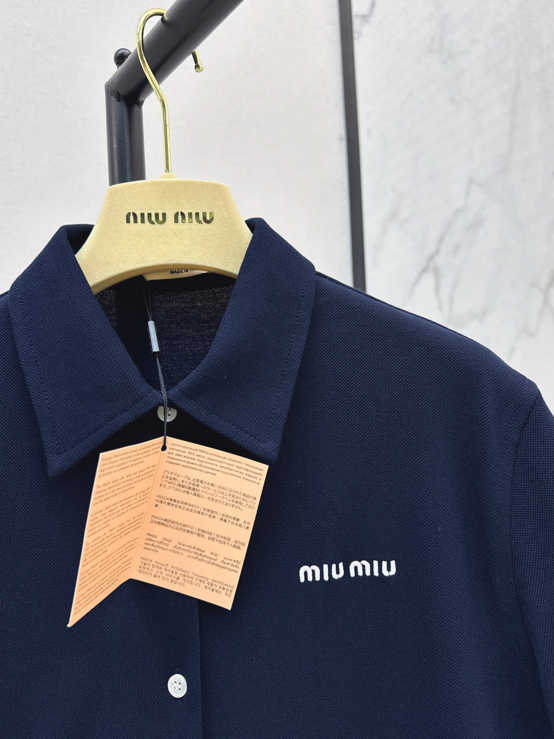 M*u 25ss pique cotton short=sleeve shirt