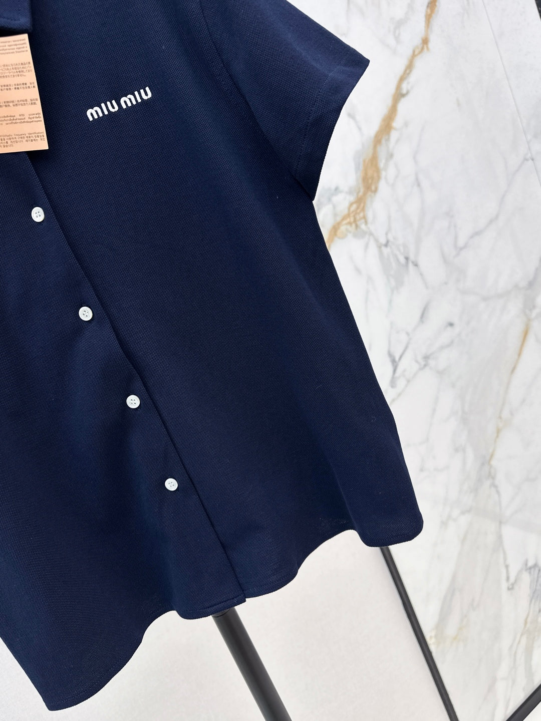 M*u 25ss pique cotton short=sleeve shirt