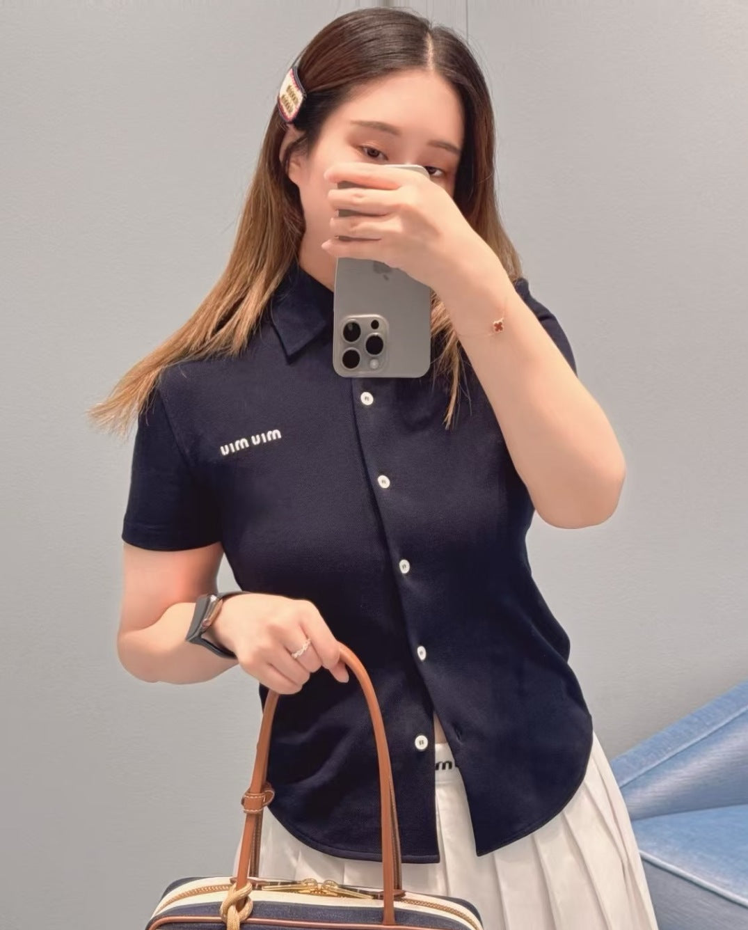 M*u 25ss pique cotton short=sleeve shirt