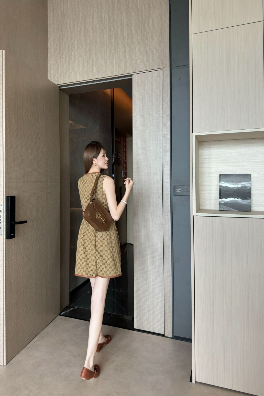 Gu* 25ss GG canvas belted dress