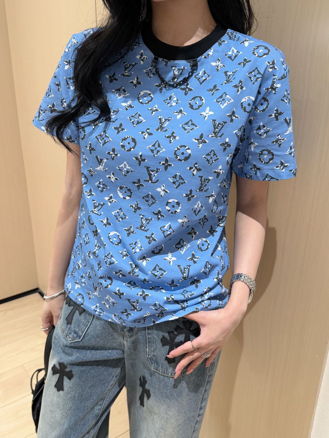 Loui* 25ss washed monogram cotton t-shirt