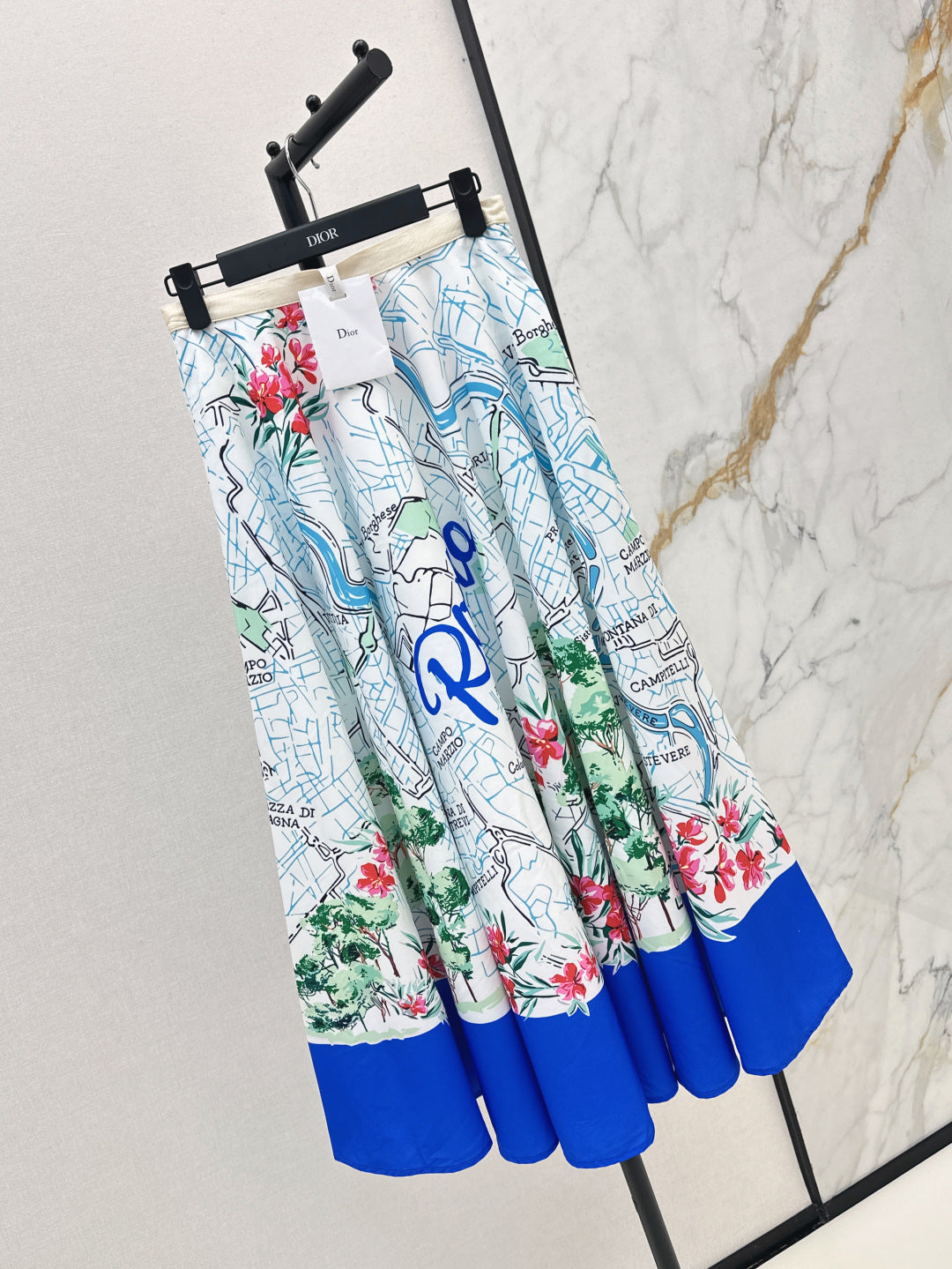 D*r 25ss print souvenir flared skirt