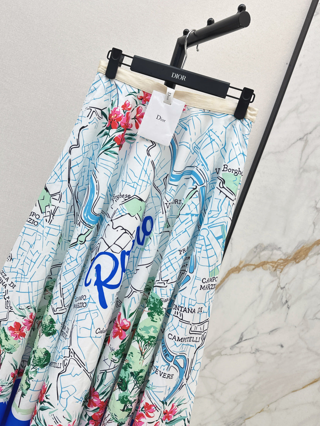 D*r 25ss print souvenir flared skirt