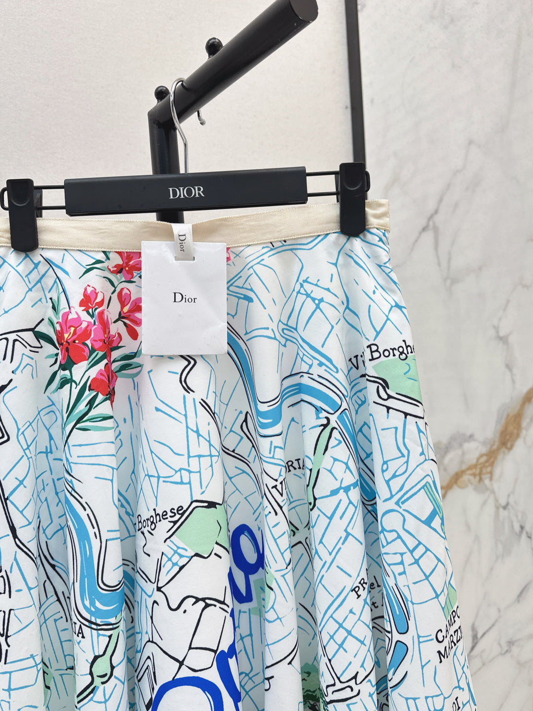 D*r 25ss print souvenir flared skirt