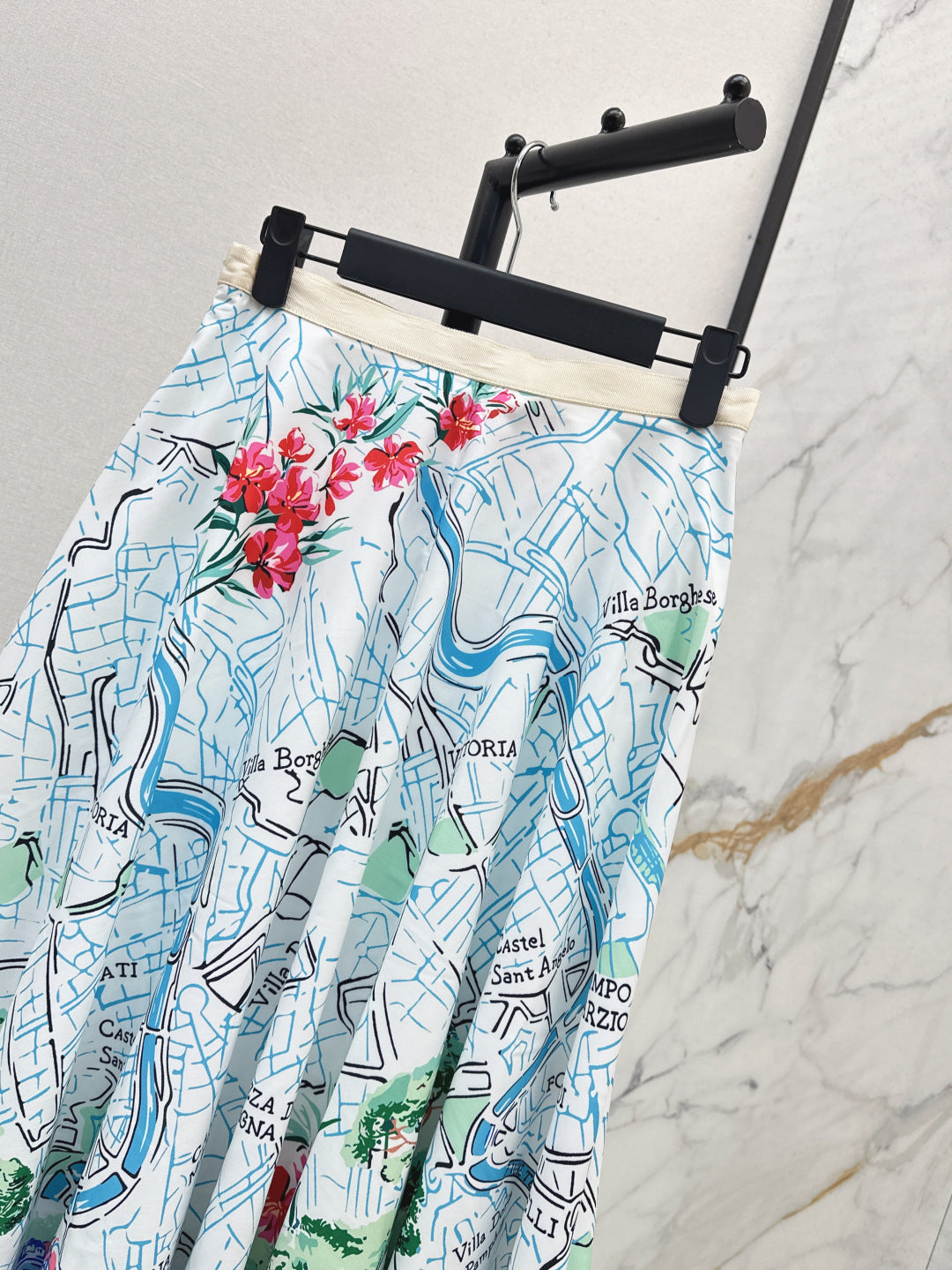 D*r 25ss print souvenir flared skirt
