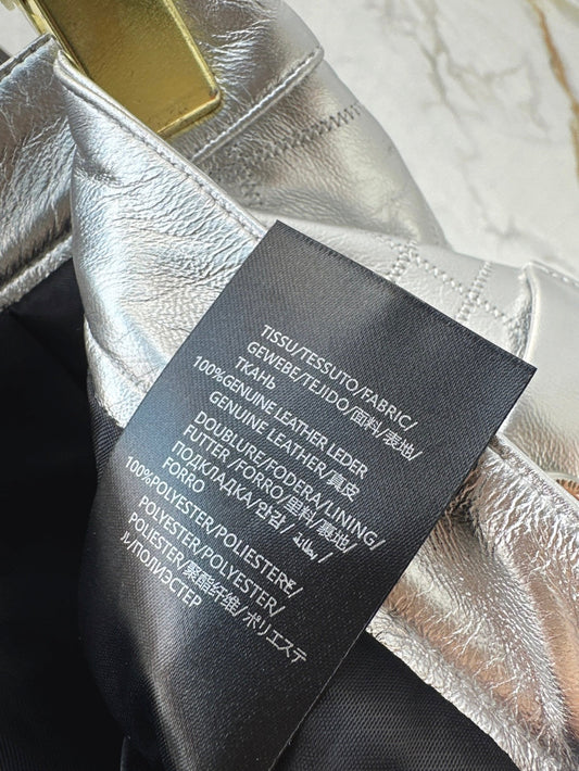 C*nel embossed check leather miniskirt