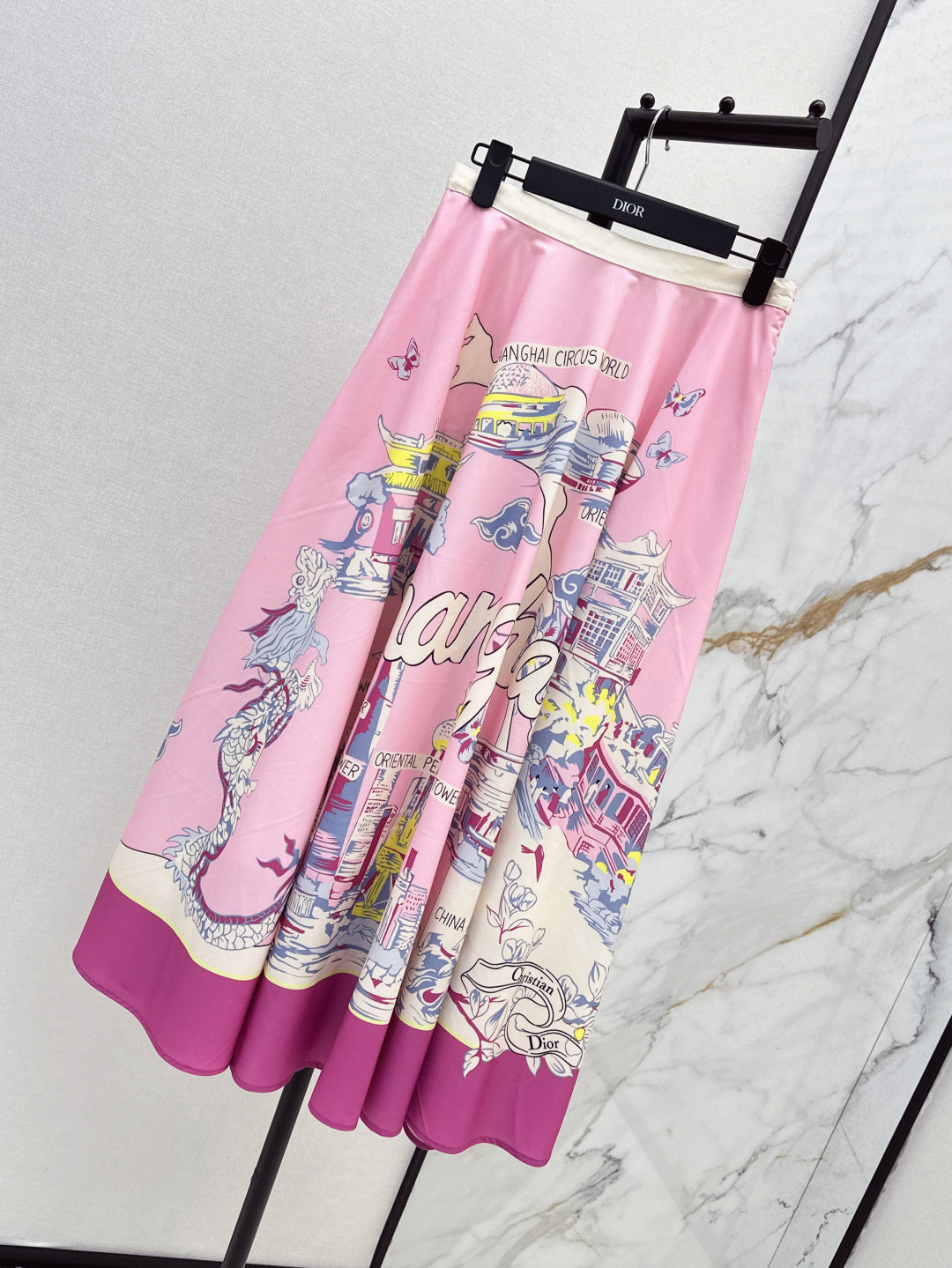 D*r 25ss print souvenir flared skirt
