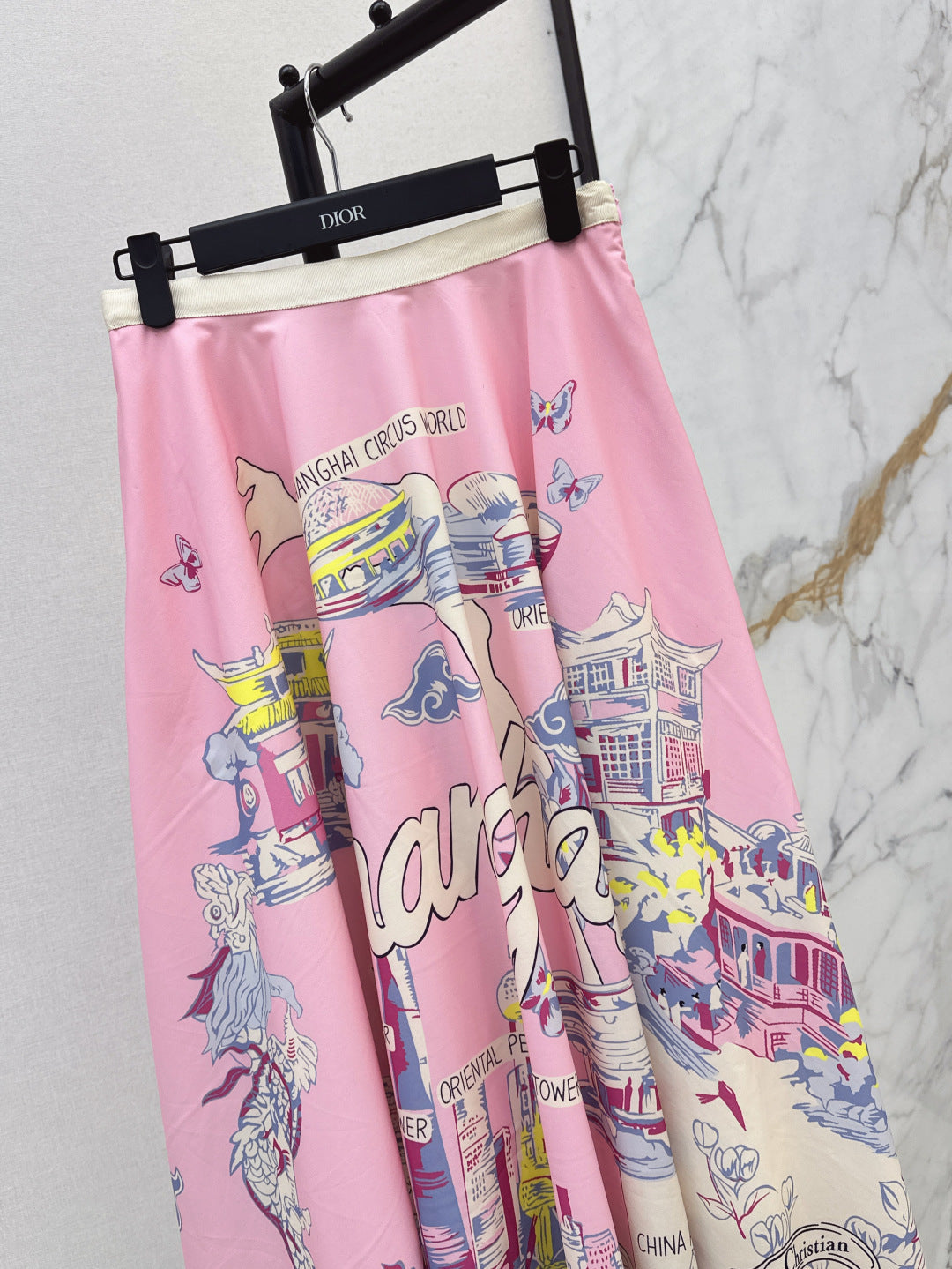 D*r 25ss print souvenir flared skirt