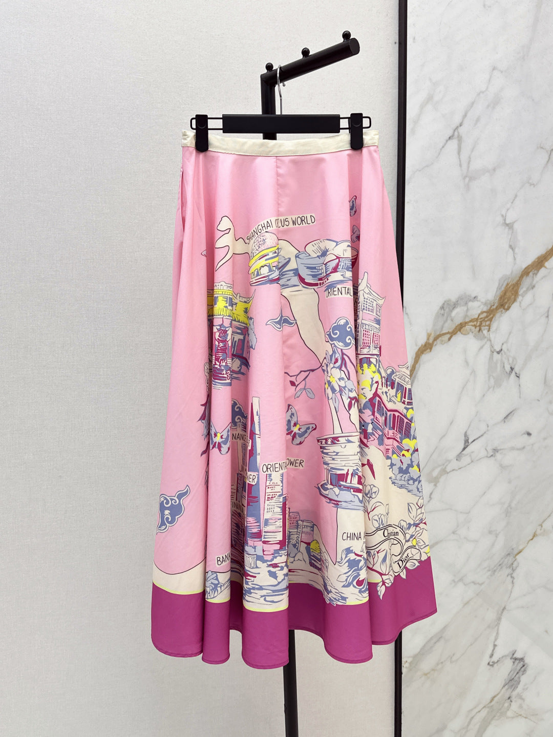 D*r 25ss print souvenir flared skirt