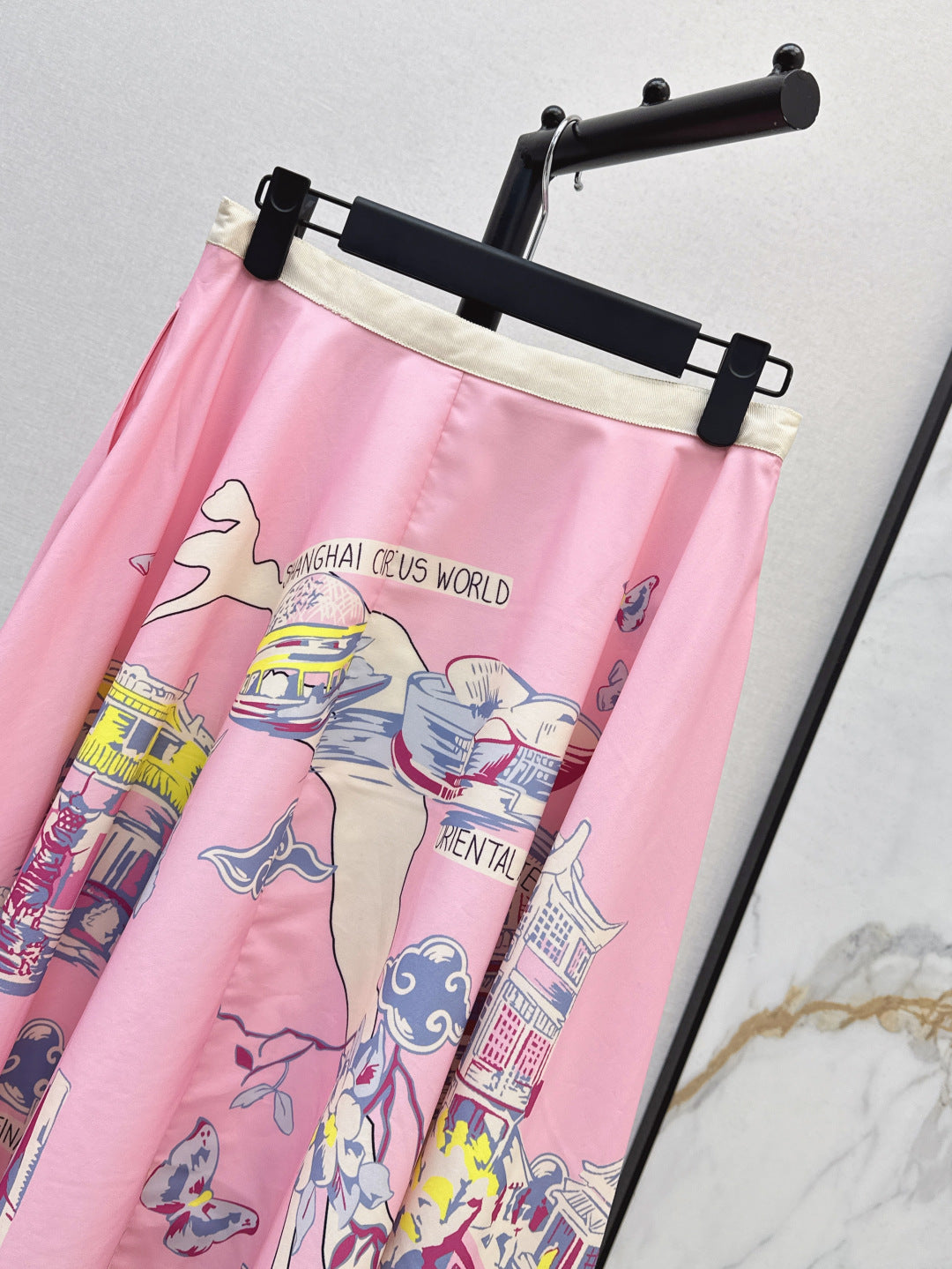 D*r 25ss print souvenir flared skirt