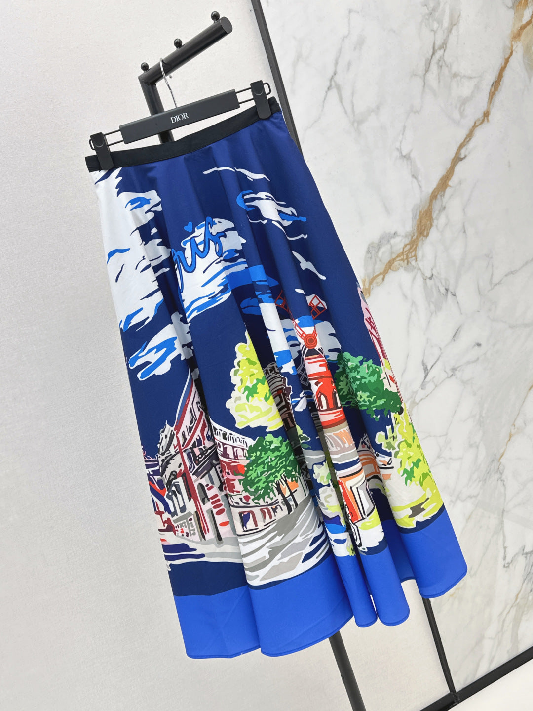 D*r 25ss print souvenir flared skirt