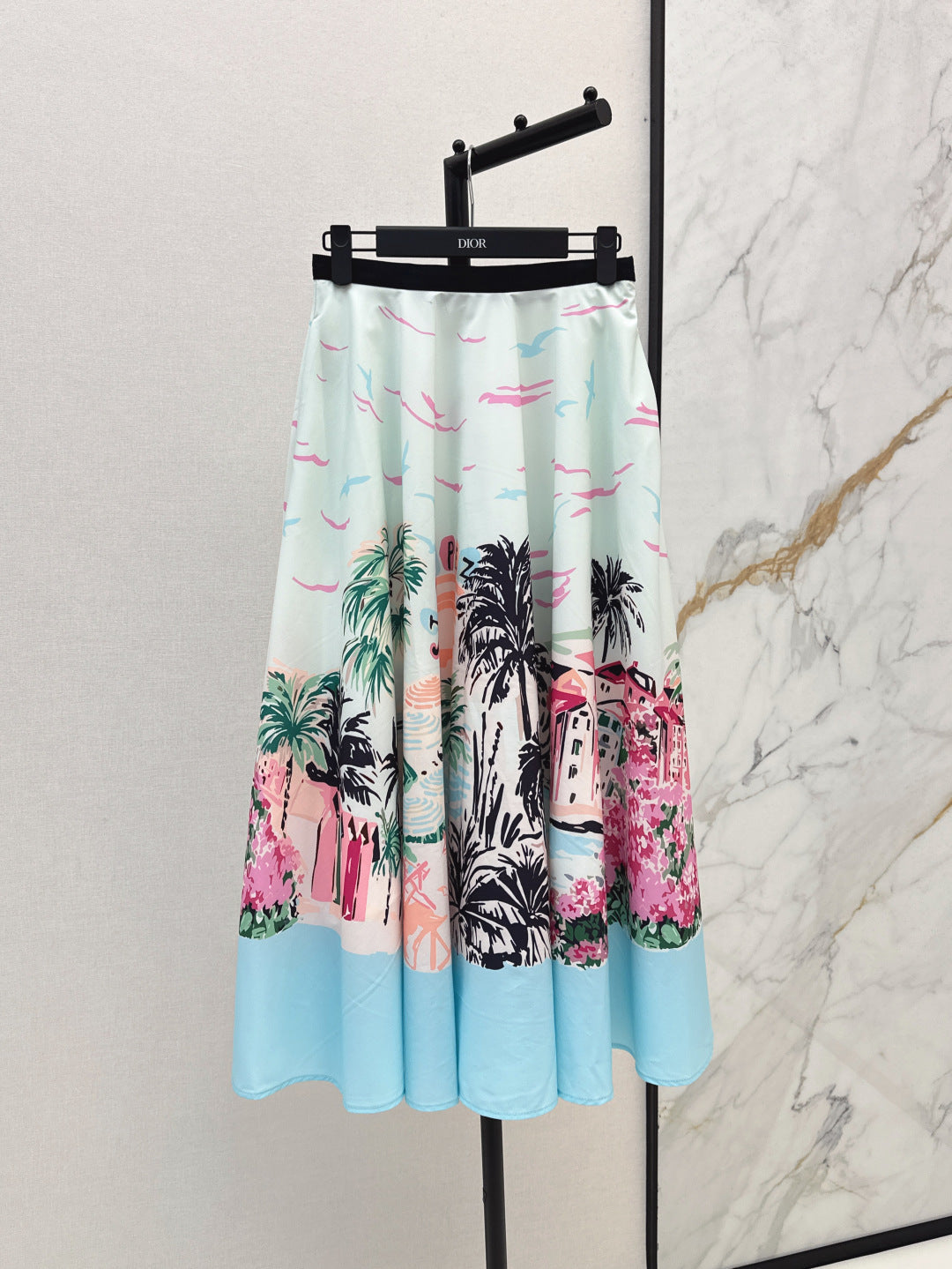 D*r 25ss print souvenir flared skirt