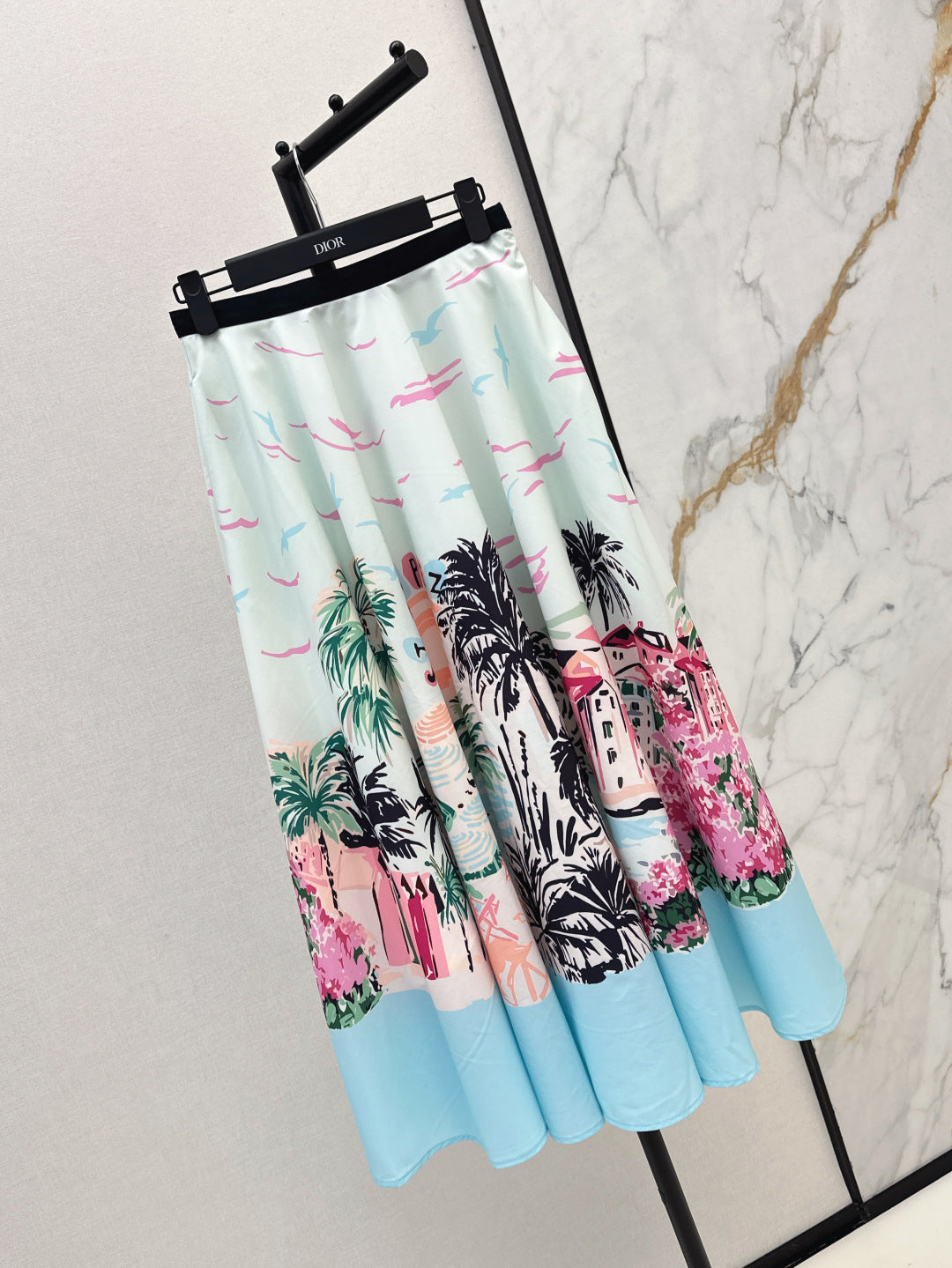 D*r 25ss print souvenir flared skirt