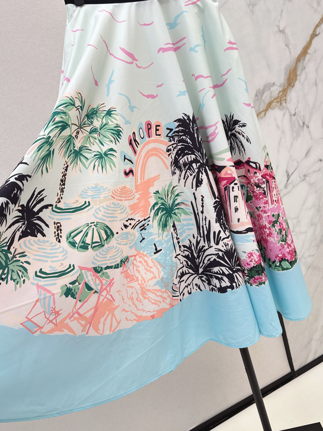 D*r 25ss print souvenir flared skirt