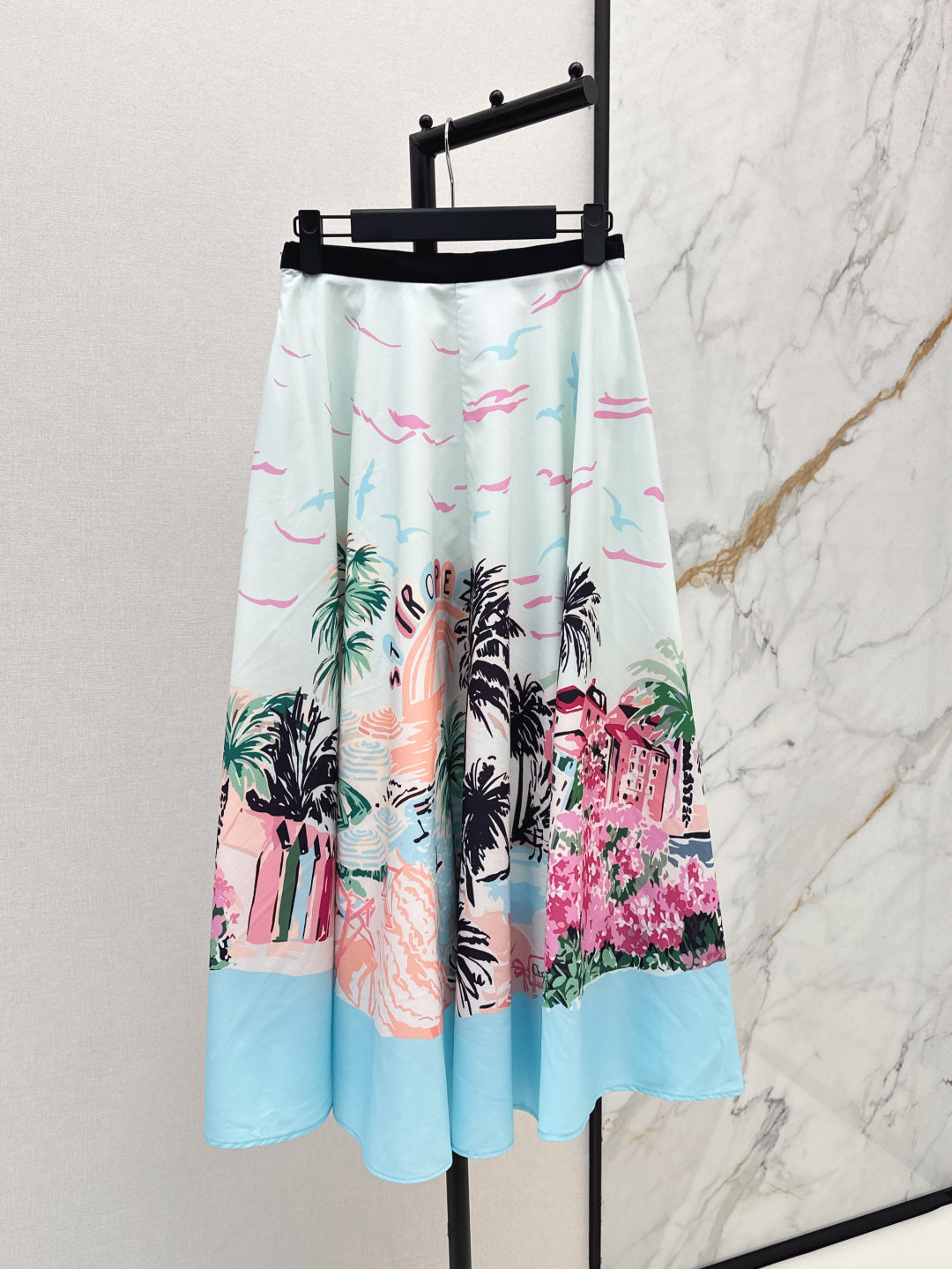 D*r 25ss print souvenir flared skirt