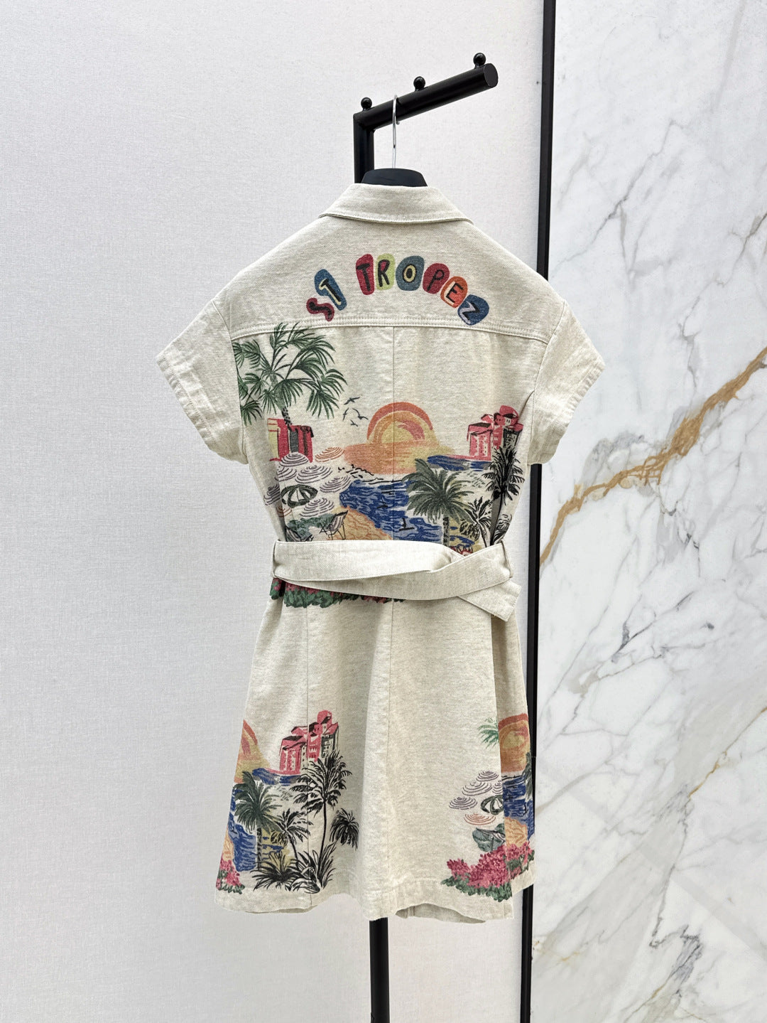D*r 25ss painted cotton belted dress