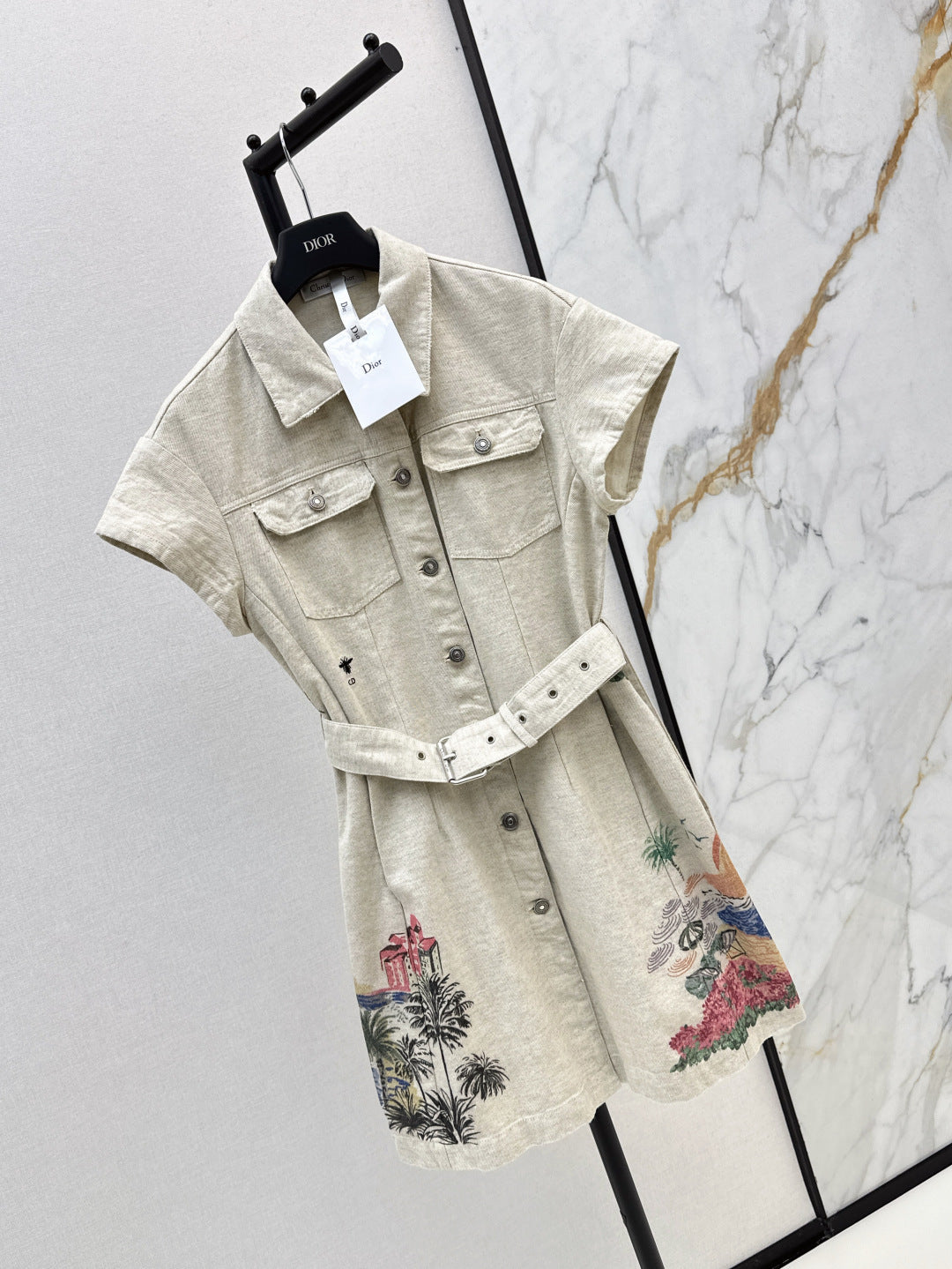 D*r 25ss painted cotton belted dress