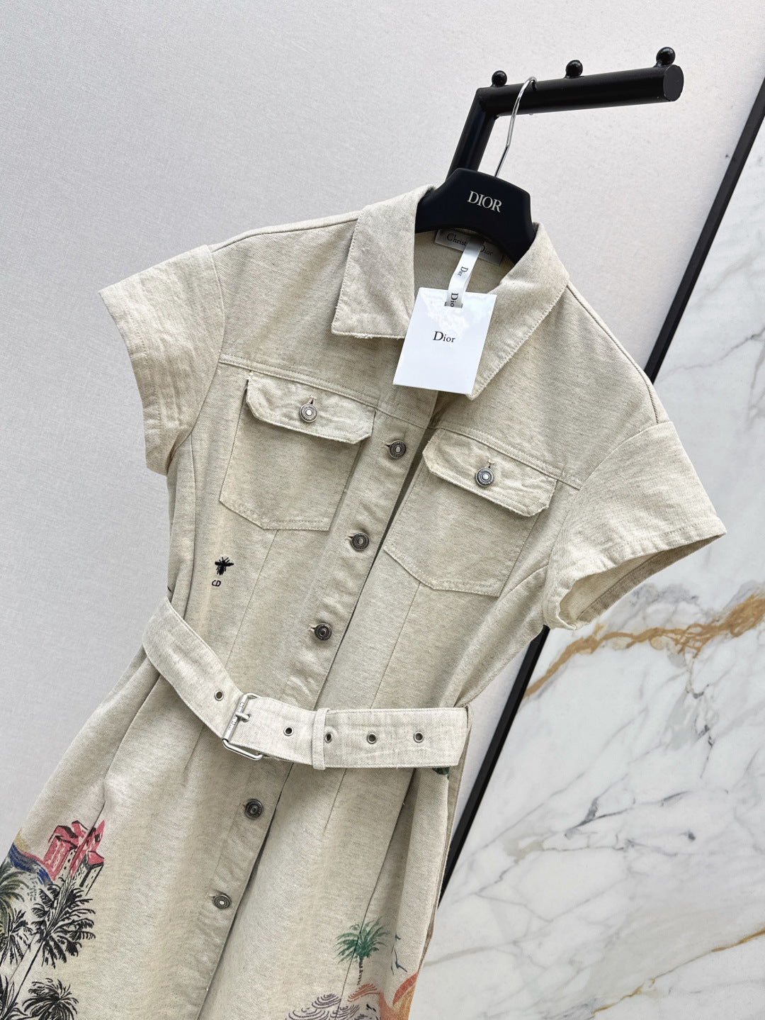 D*r 25ss painted cotton belted dress