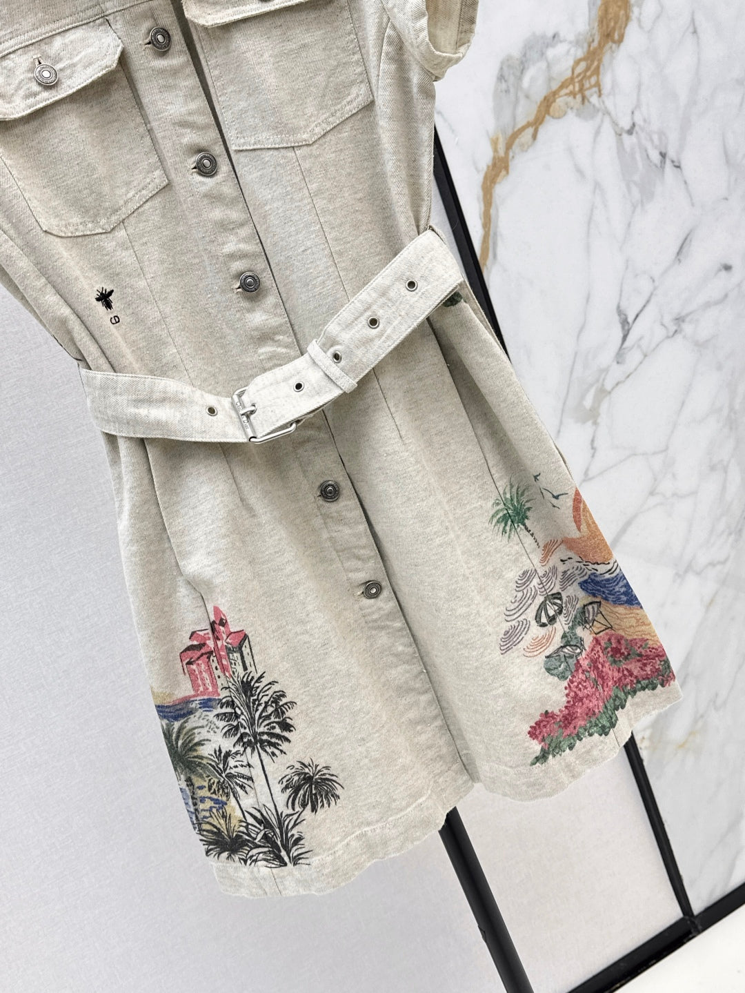 D*r 25ss painted cotton belted dress