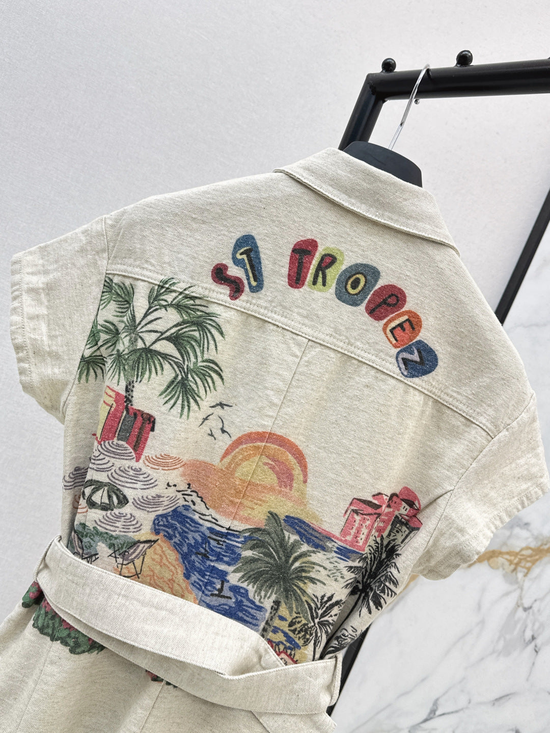 D*r 25ss painted cotton belted dress