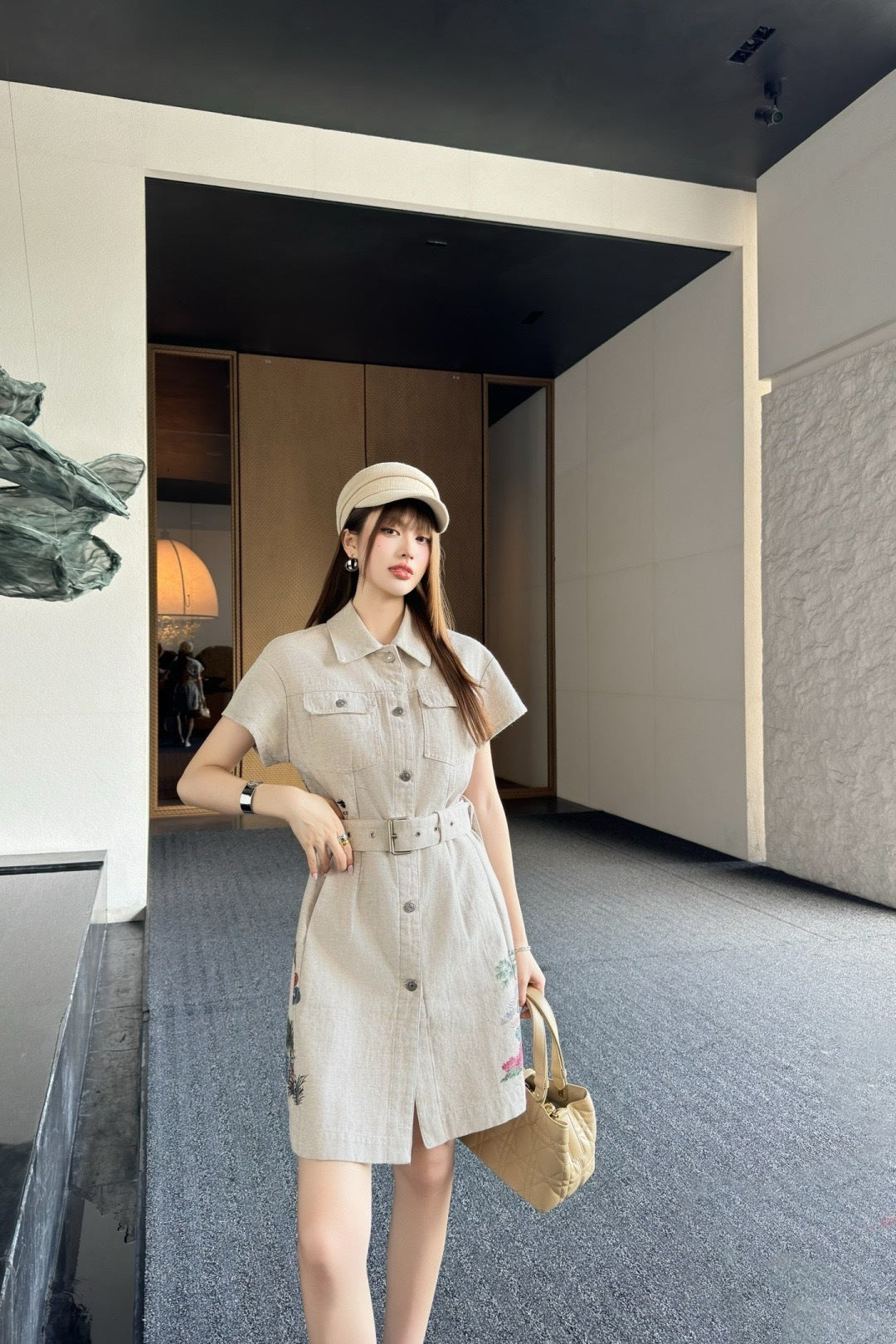 D*r 25ss painted cotton belted dress