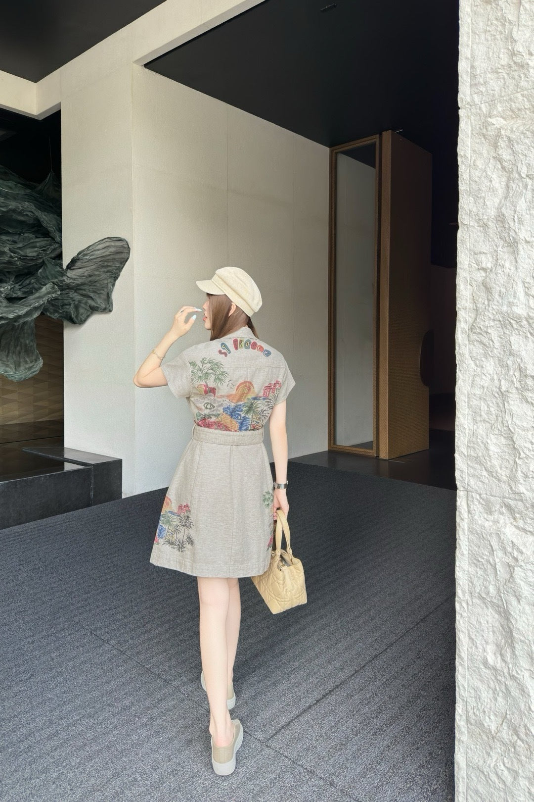 D*r 25ss painted cotton belted dress