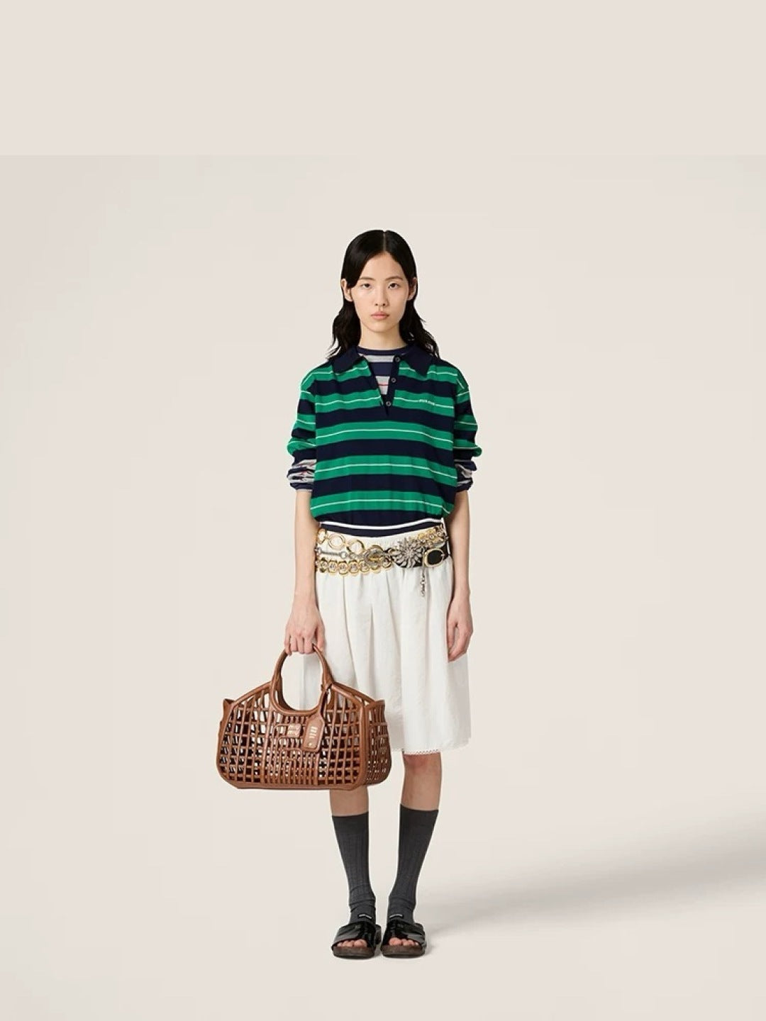 M*u 25ss cotton knit polo shirt