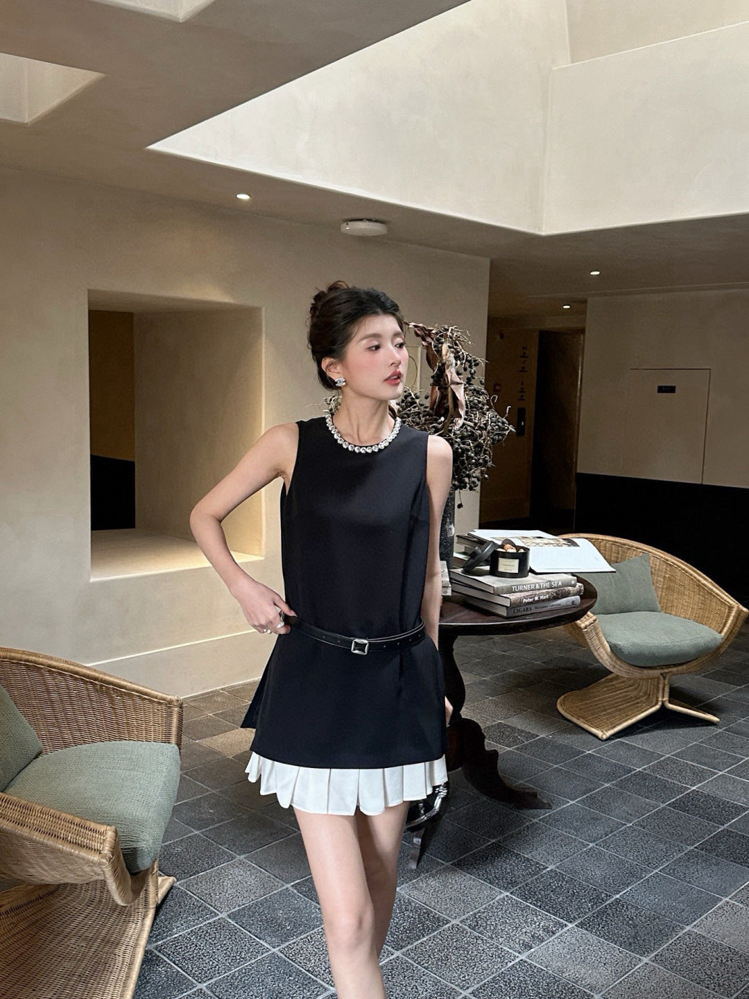 M*u 25ss beaded color-block dress