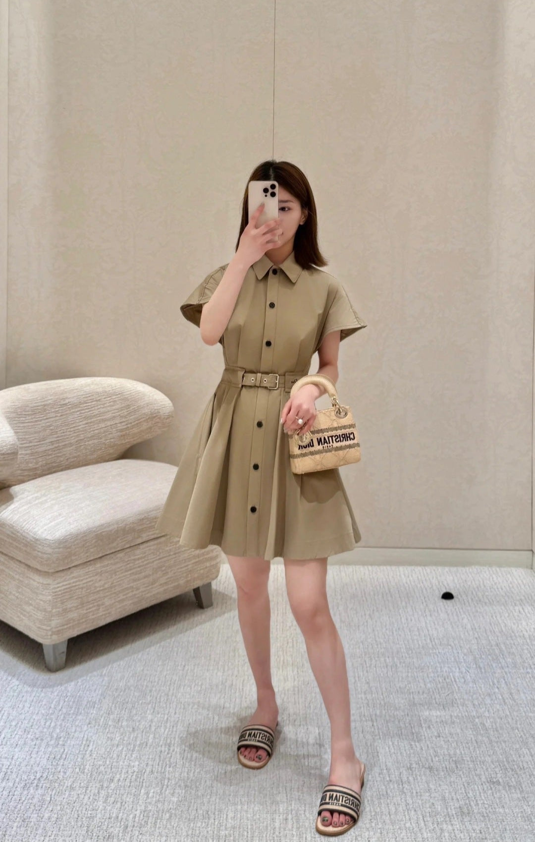 D*r 25ss short belted shirtdress