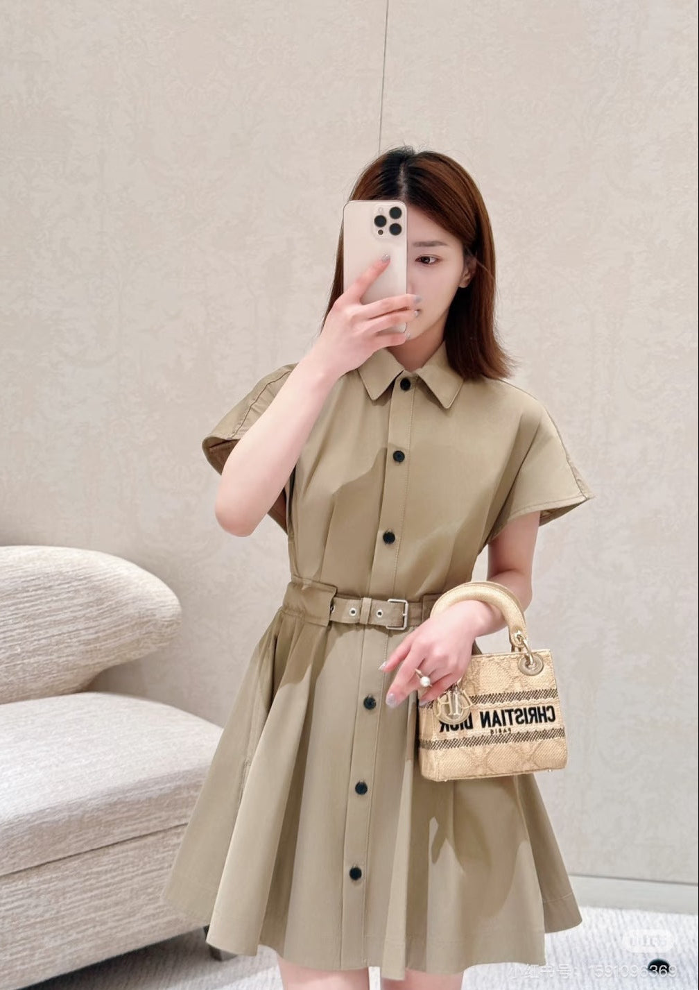 D*r 25ss short belted shirtdress