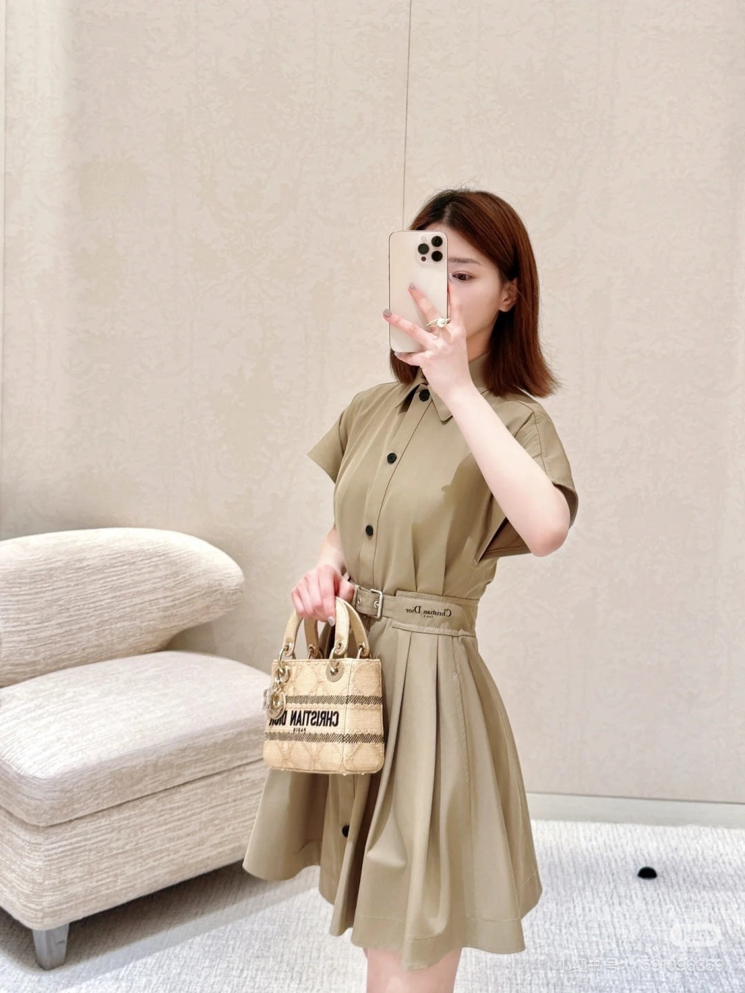 D*r 25ss short belted shirtdress