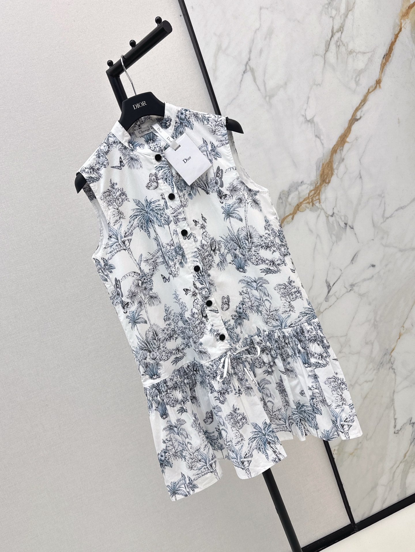 D*r 25ss print straight ruffled dress