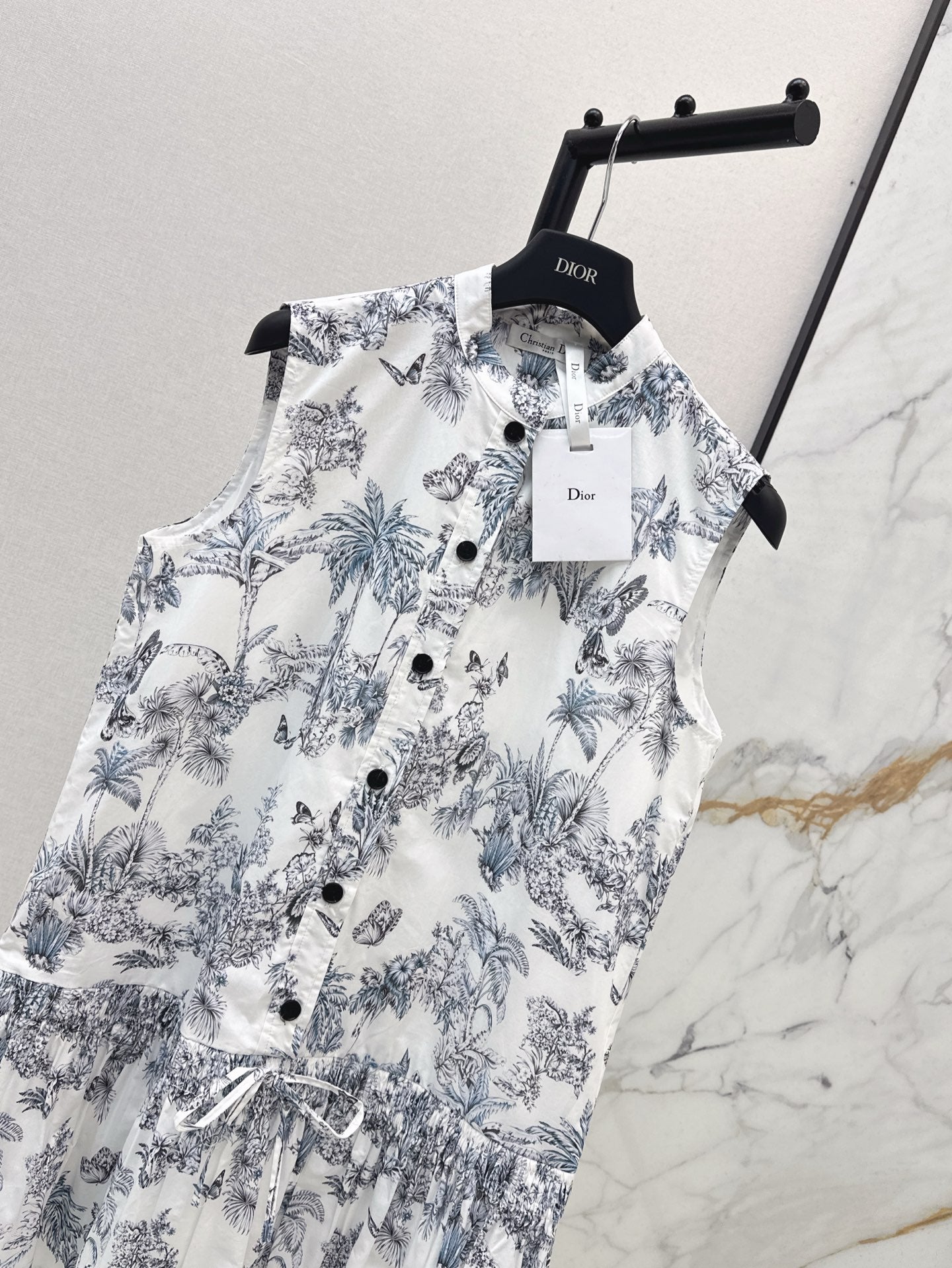 D*r 25ss print straight ruffled dress