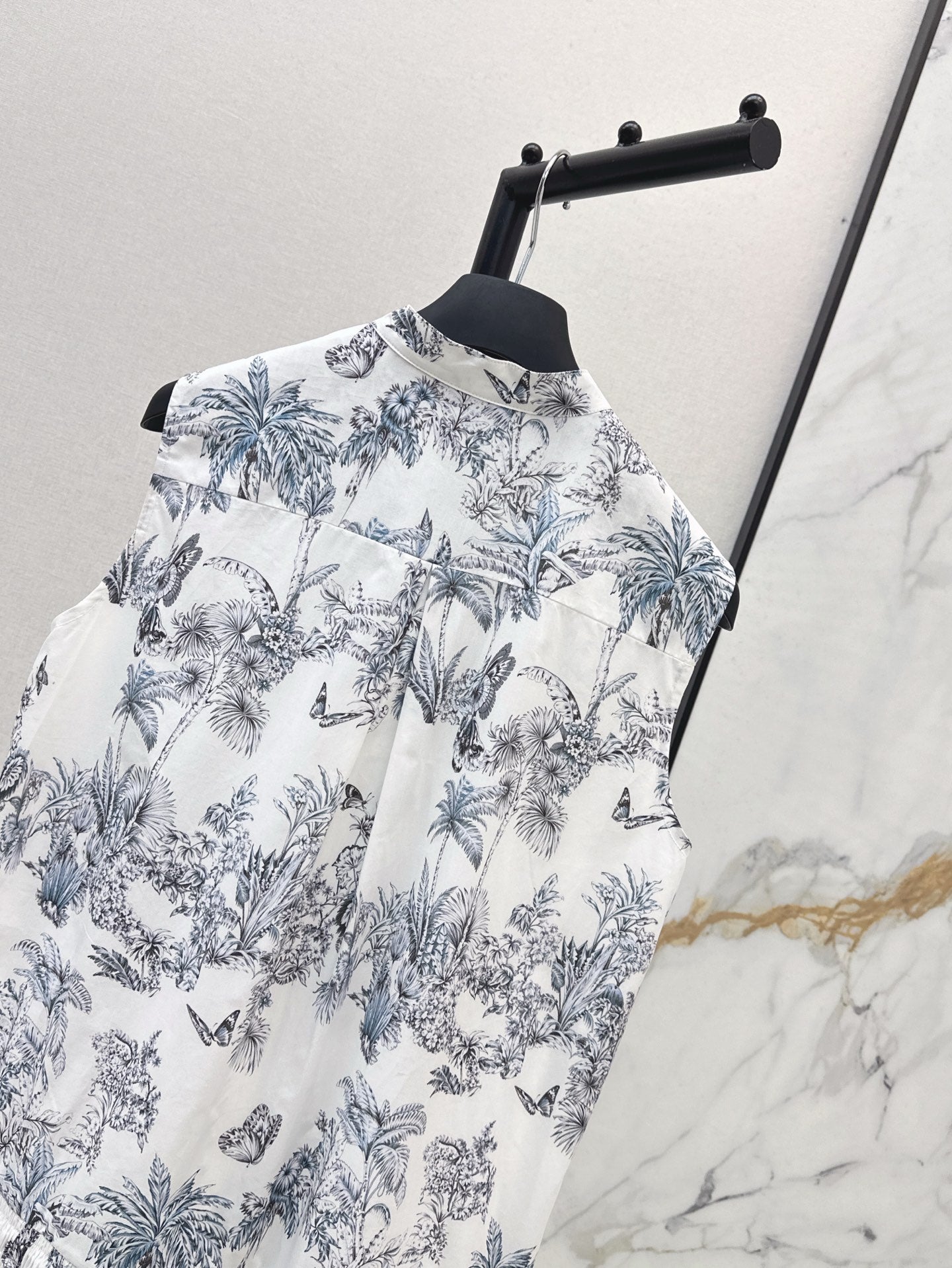 D*r 25ss print straight ruffled dress