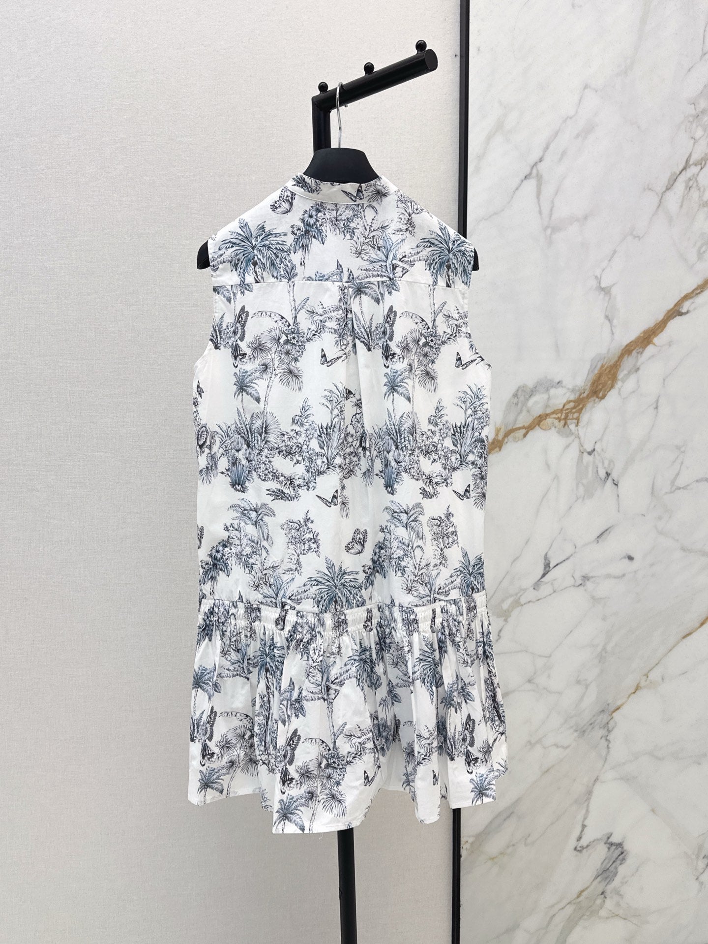 D*r 25ss print straight ruffled dress