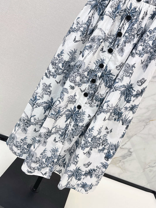 D*r 25ss print mid-length flared dress