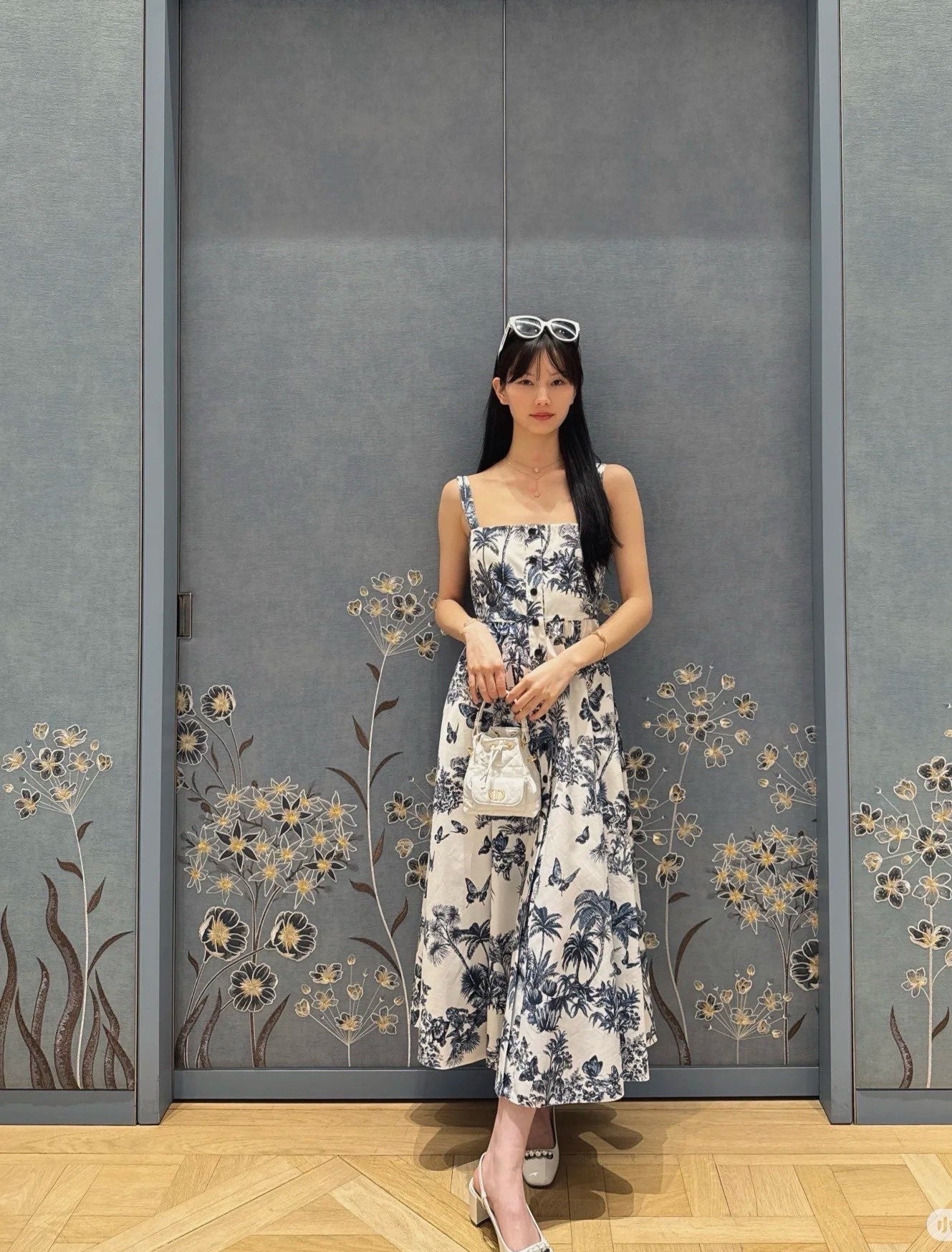 D*r 25ss print mid-length flared dress