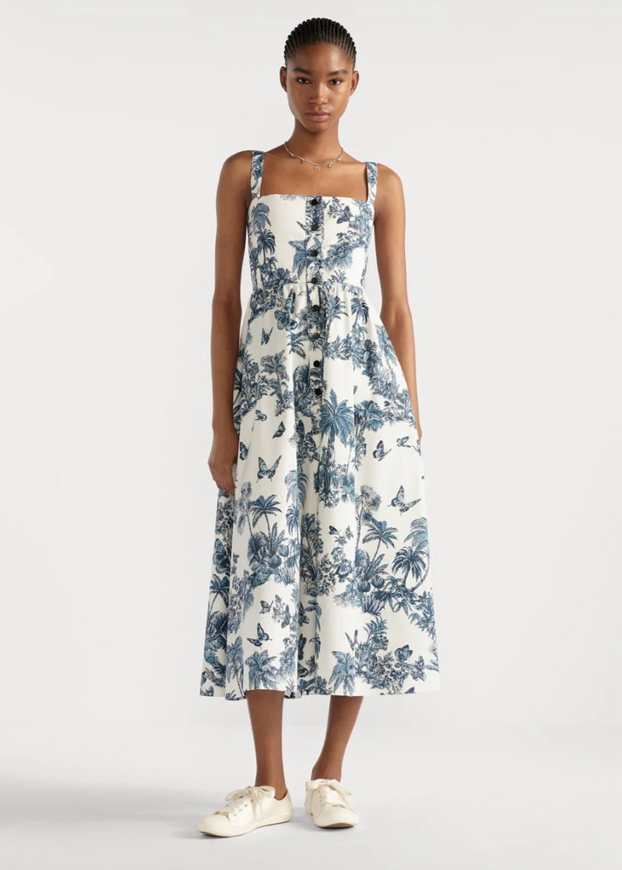 D*r 25ss print mid-length flared dress