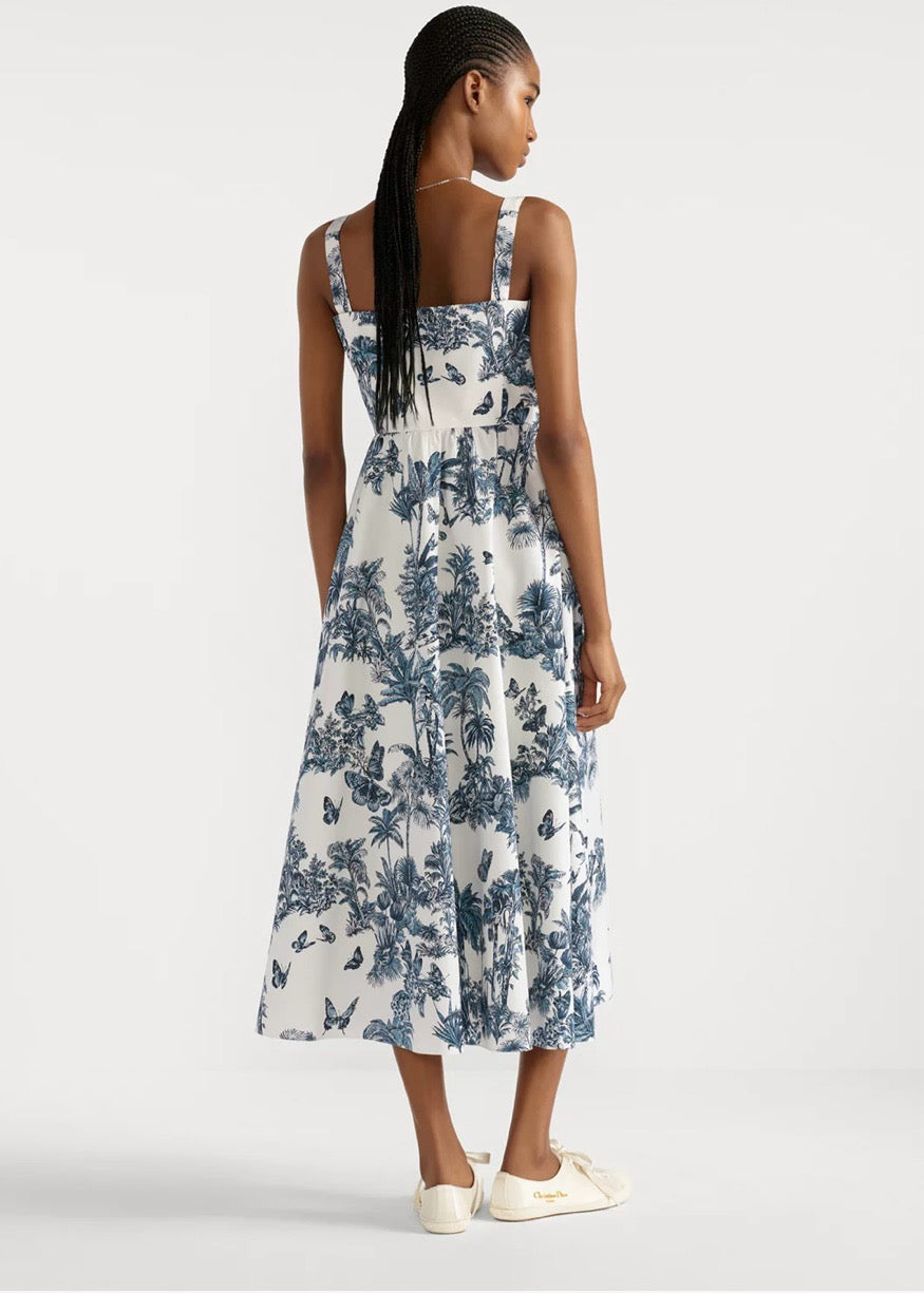 D*r 25ss print mid-length flared dress