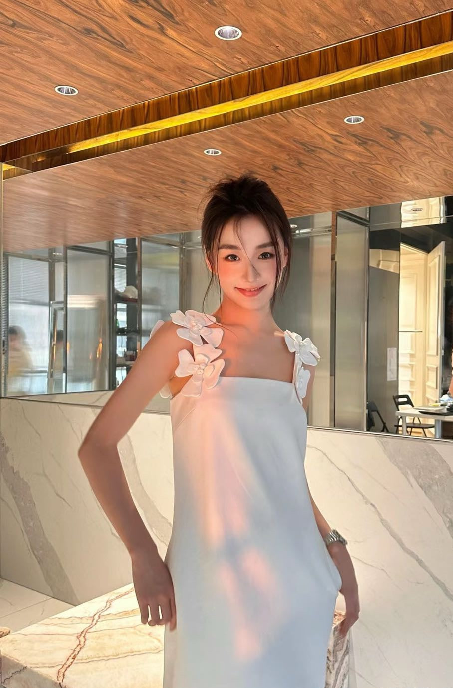 Valen* 25ss 3D flower slip short dress