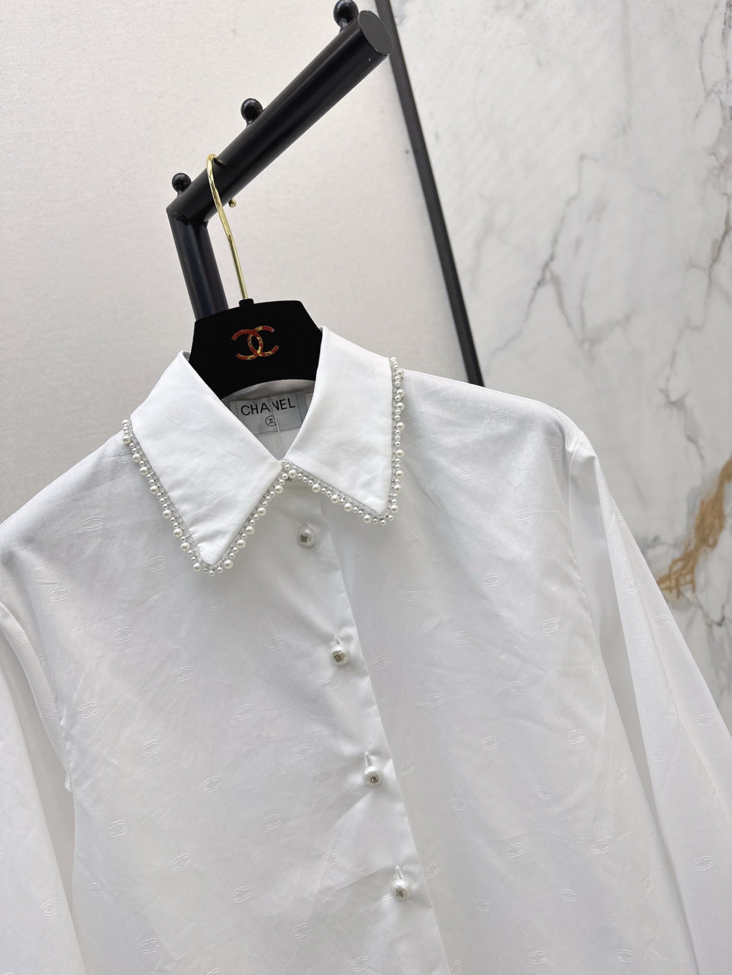 C*nel 25ss pearls cotton poplin shirt