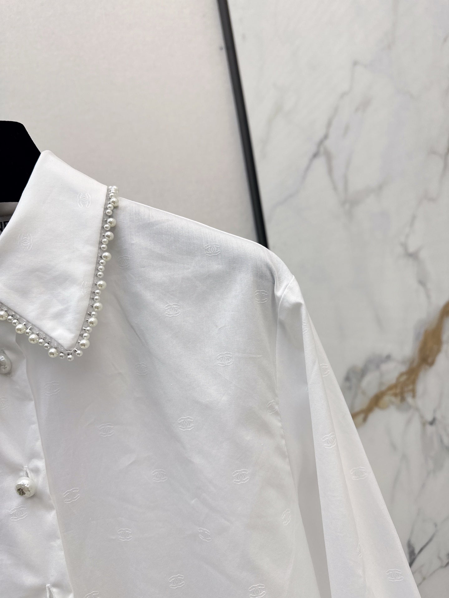 C*nel 25ss pearls cotton poplin shirt