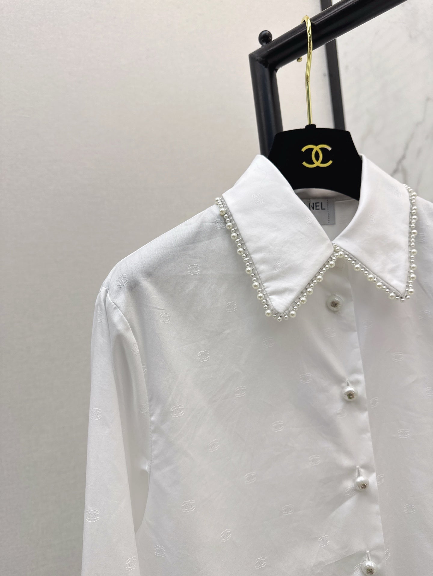 C*nel 25ss pearls cotton poplin shirt