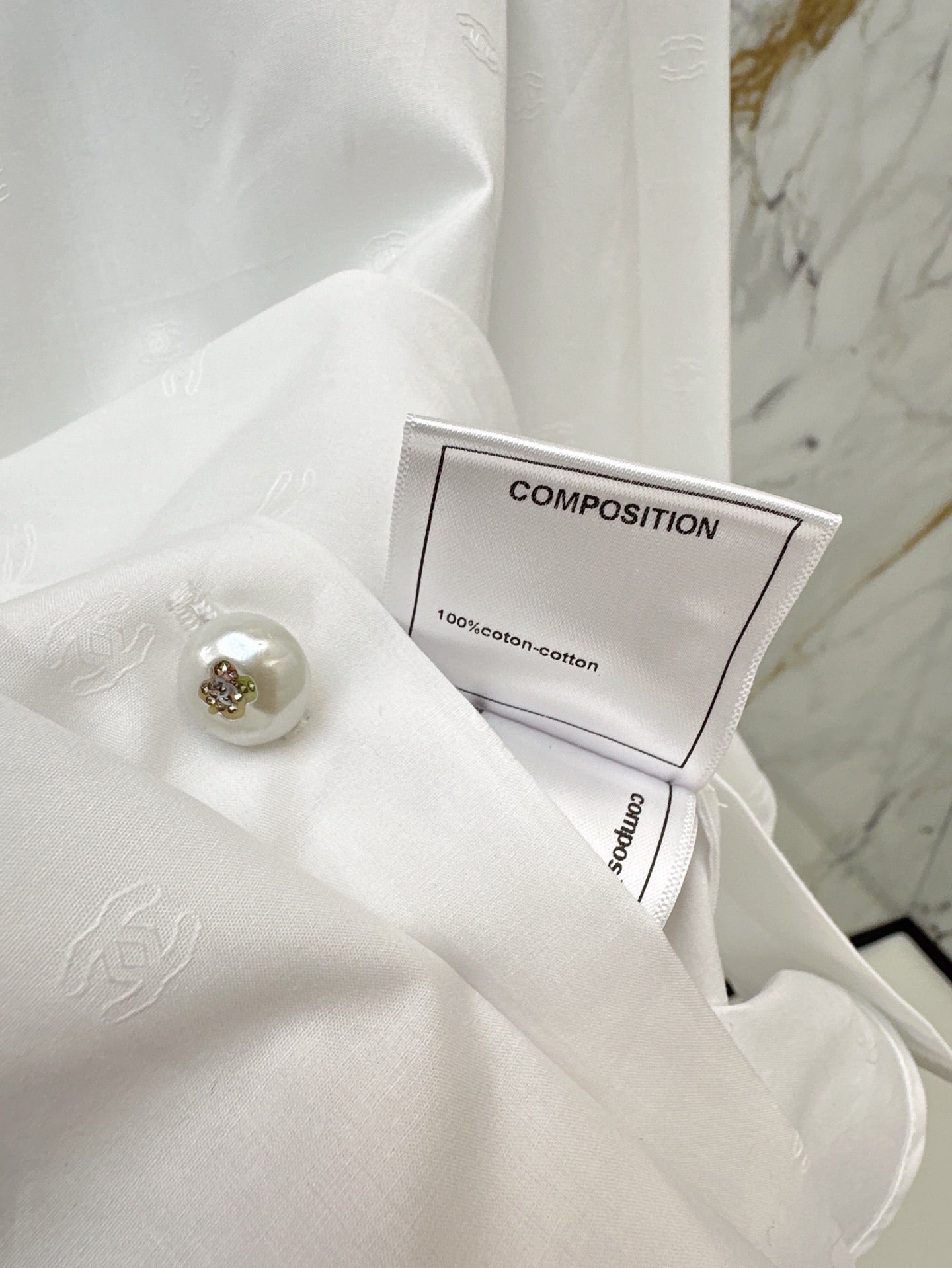 C*nel 25ss pearls cotton poplin shirt