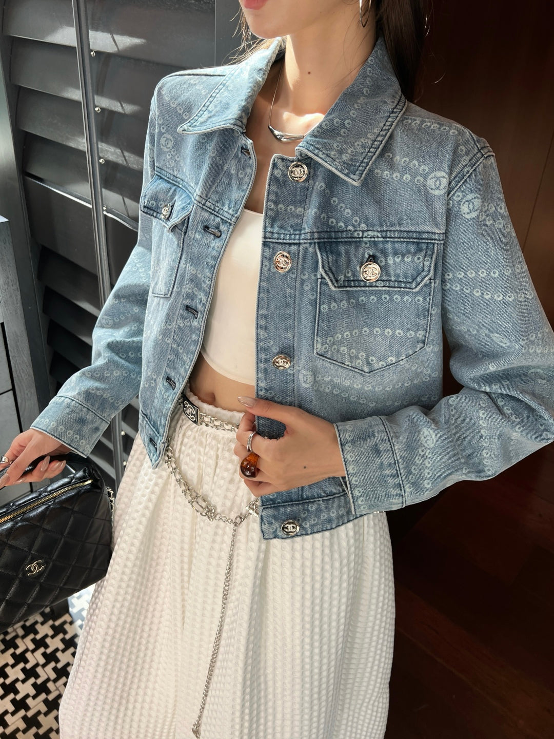 C*nel 25ss print denim jacket