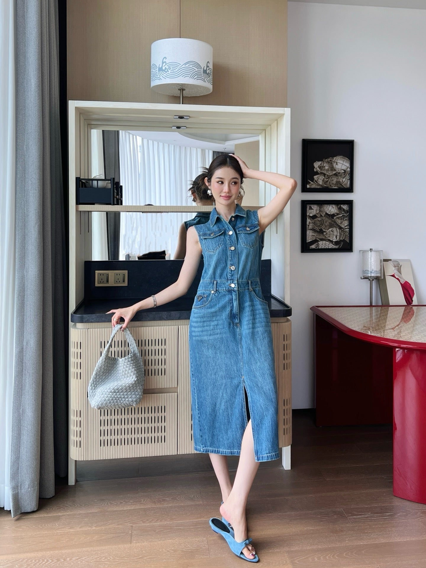 Pra* 25ss cargo denim dress