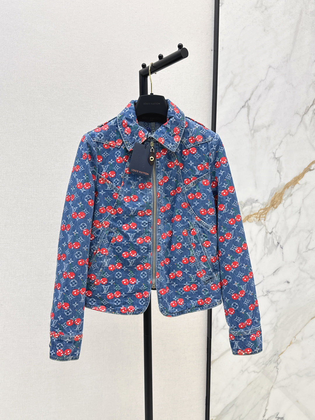 Loui* 25ss monogram cherry denim jacket