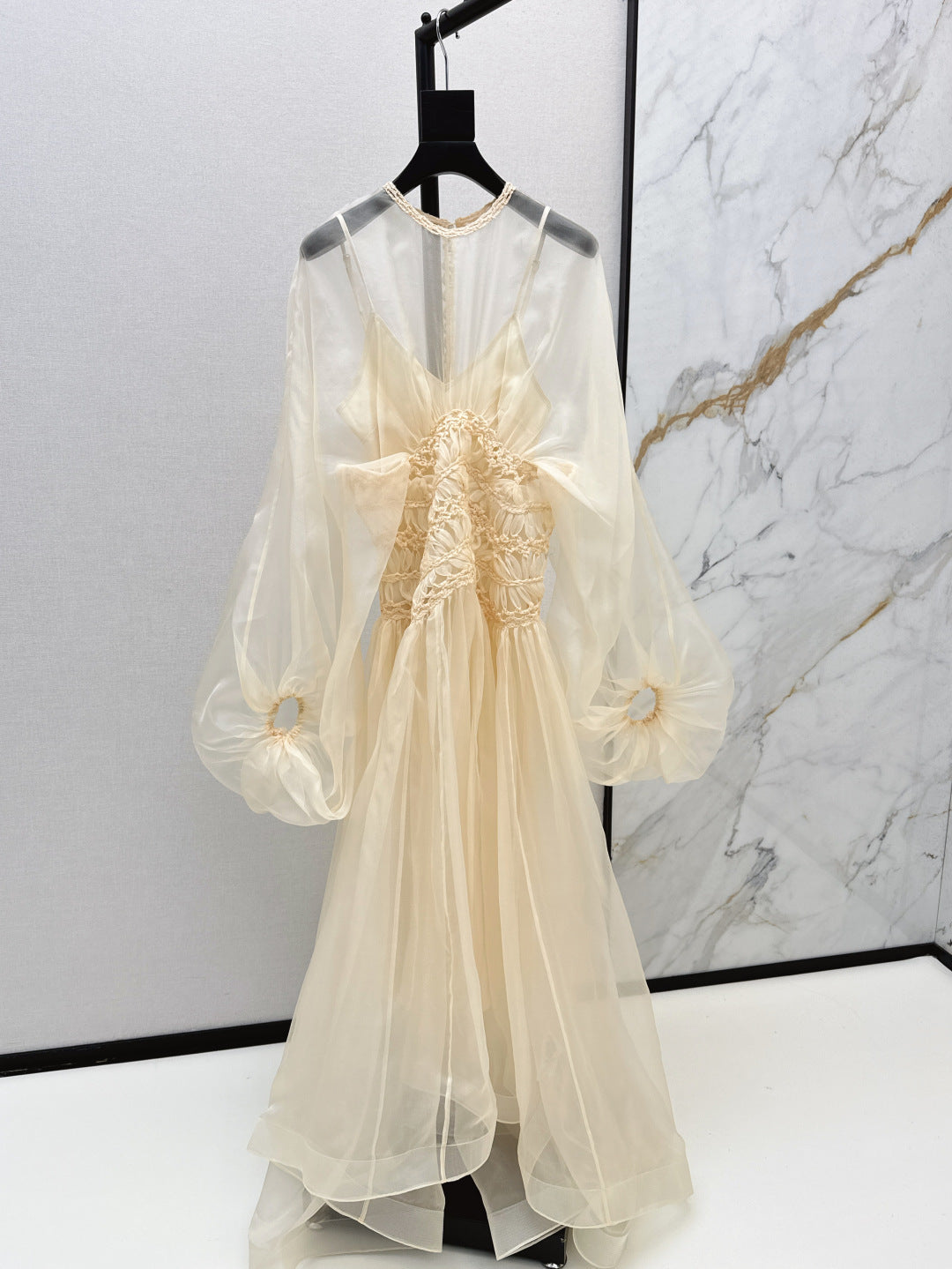 Zim* 25ss macrame silk gown