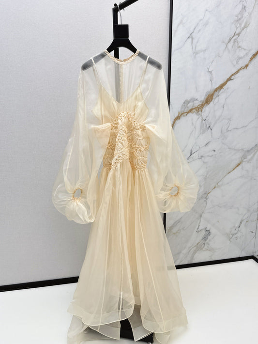 Zim* 25ss macrame silk gown